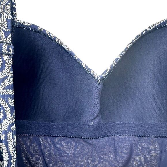 Nip Tuck Swimsuit One Piece Size 6 Slimming Ruched Navy Blue Vine Swirl Classic - Picture 6 of 10